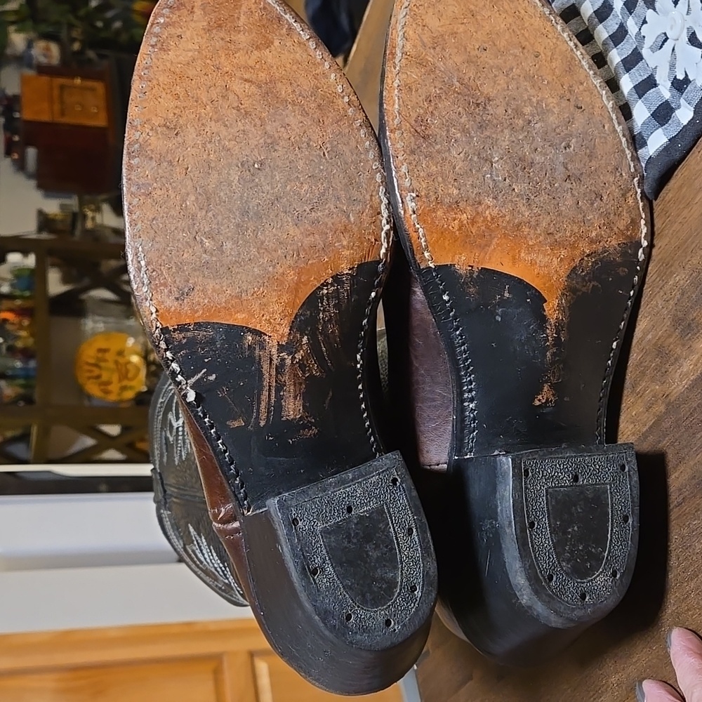 Double H Vintage 1999 Buckaroo Leather Cowboy Boots Mens Size 10.5EE - Picture 5 of 10